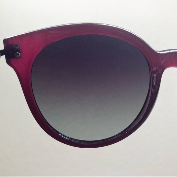 NWOT CAXMAN ROUND CAT-EYE RETRO STYLE HD POLARIZED SUNGLASSES | BURGUNDY/BLACK - Picture 11 of 16